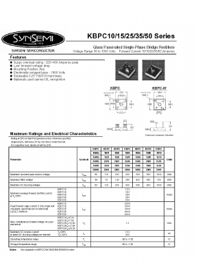KBPC1008W Datasheet PDF SynSemi, Inc.