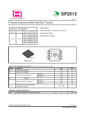 SP2013 Datasheet PDF Samhop Mircroelectronics
