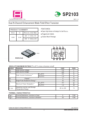 SP2103 Datasheet PDF Samhop Mircroelectronics