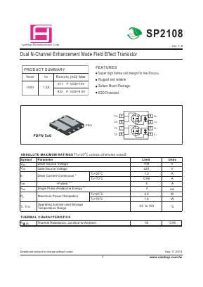 SP2108 Datasheet PDF Samhop Mircroelectronics