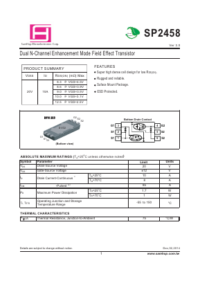 SP2458 Datasheet PDF Samhop Mircroelectronics