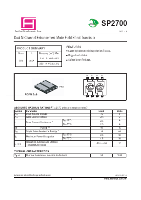 SP2700 Datasheet PDF Samhop Mircroelectronics