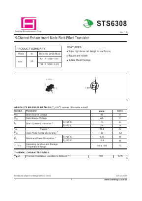 STS6308 Datasheet PDF Samhop Mircroelectronics