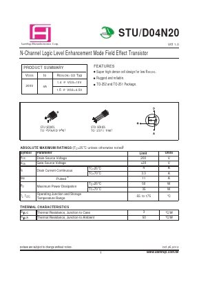 STU04N20 Datasheet PDF Samhop Mircroelectronics