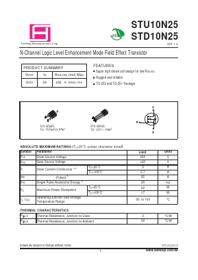 STD10N25 Datasheet PDF Samhop Mircroelectronics