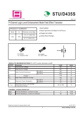 STU435S Datasheet PDF Samhop Mircroelectronics