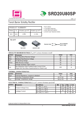 SRD20U80SP Datasheet PDF Samhop Mircroelectronics