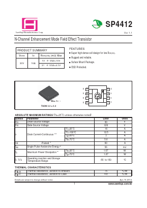 SP4412 Datasheet PDF Samhop Mircroelectronics