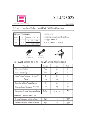 STU302S Datasheet PDF Samhop Mircroelectronics