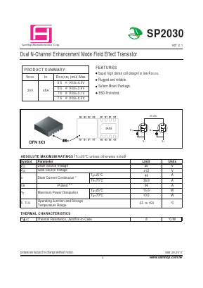 SP2030 Datasheet PDF Samhop Mircroelectronics