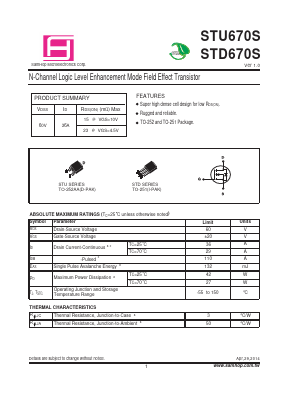 STD670S Datasheet PDF Samhop Mircroelectronics