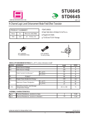 STU664S Datasheet PDF Samhop Mircroelectronics