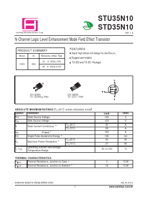 STU35N10 Datasheet PDF Samhop Mircroelectronics