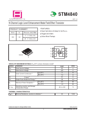 STM4840 Datasheet PDF Samhop Mircroelectronics