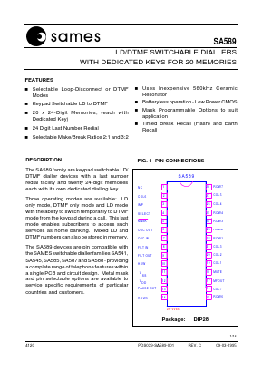 SA589 Datasheet PDF South African Micro Electronic Systems