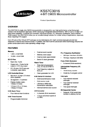 KS57C3016 Datasheet PDF Samsung