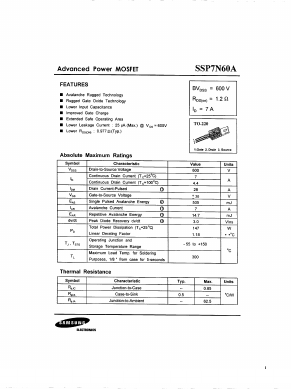 SSP7N60A Datasheet PDF Samsung