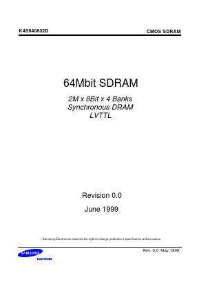 K4S640832D-TC/L80 Datasheet PDF Samsung