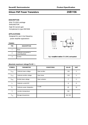 2SB1106 Datasheet PDF SavantIC Semiconductor 