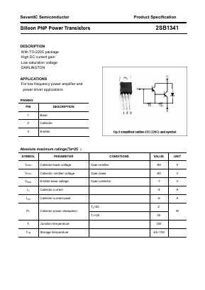 B1341 Datasheet PDF SavantIC Semiconductor 