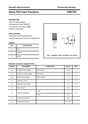 B1381 Datasheet PDF SavantIC Semiconductor 
