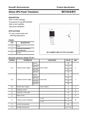 BD743C Datasheet PDF SavantIC Semiconductor 
