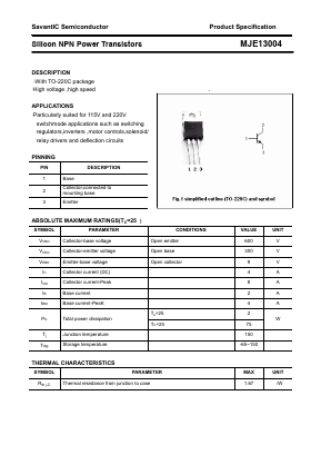 MJE13004 Datasheet PDF SavantIC Semiconductor 