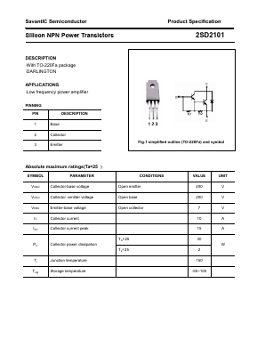 2SD2101 Datasheet PDF SavantIC Semiconductor 