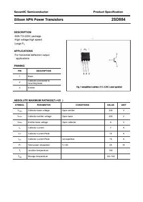 2SD884 Datasheet PDF SavantIC Semiconductor 