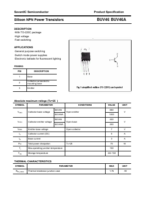 BUV46A Datasheet PDF SavantIC Semiconductor 
