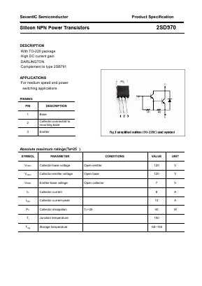 2SD970 Datasheet PDF SavantIC Semiconductor 