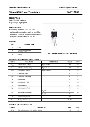 MJE13005 Datasheet PDF SavantIC Semiconductor 