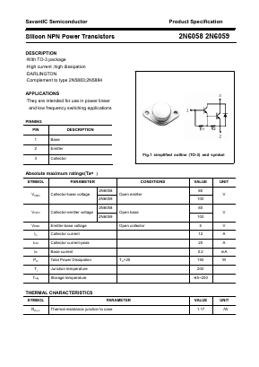 2N6059 Datasheet PDF SavantIC Semiconductor 