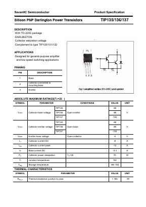 TIP137 Datasheet PDF SavantIC Semiconductor 
