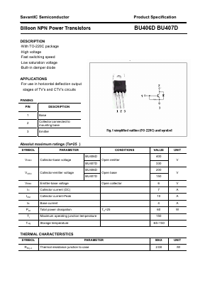 BU406D Datasheet PDF SavantIC Semiconductor 