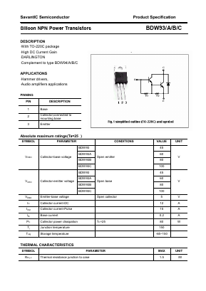 BDW93C Datasheet PDF SavantIC Semiconductor 