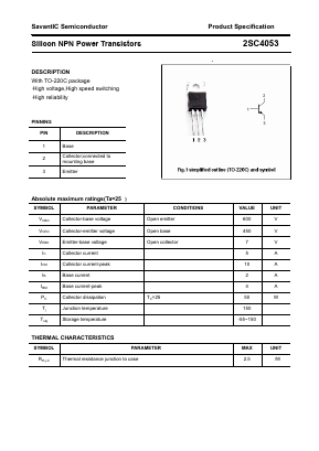 C4053 Datasheet PDF SavantIC Semiconductor 