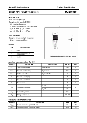 MJE15030 Datasheet PDF SavantIC Semiconductor 