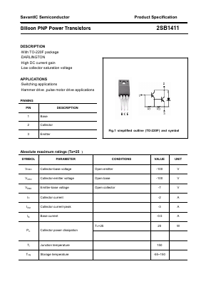 B1411 Datasheet PDF SavantIC Semiconductor 