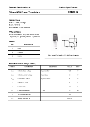2SD2014 Datasheet PDF SavantIC Semiconductor 