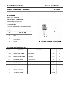 B1477 Datasheet PDF SavantIC Semiconductor 
