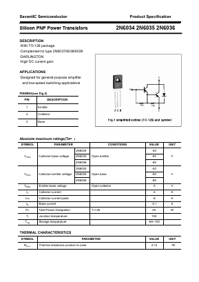 2N6036 Datasheet PDF SavantIC Semiconductor 