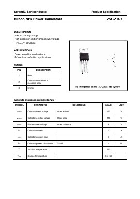 2SC2167 Datasheet PDF SavantIC Semiconductor 
