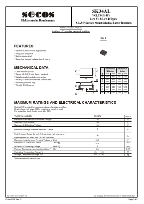 SK34AL Datasheet PDF Secos Corporation.