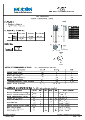 2SC1959-GR Datasheet PDF Secos Corporation.