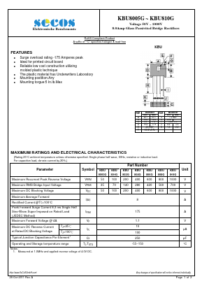 KBU808G Datasheet PDF Secos Corporation.