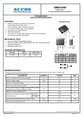 MBR10100D Datasheet PDF Secos Corporation.