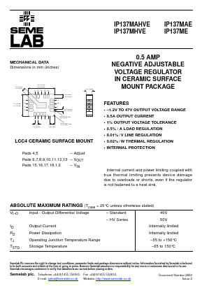 IP137M Datasheet PDF Semelab - > TT Electronics plc 