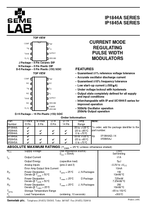 IP2844AD-14 Datasheet PDF Semelab - > TT Electronics plc 