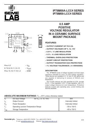 IP78M05ALCC4 Datasheet PDF Semelab - > TT Electronics plc 